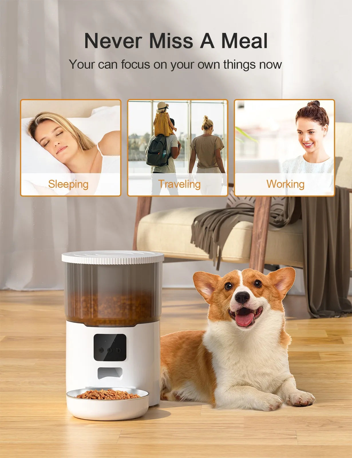 Cat and Dog Smart Automatic Pet Feeder – 4L Capacity with WiFi or Manual Control