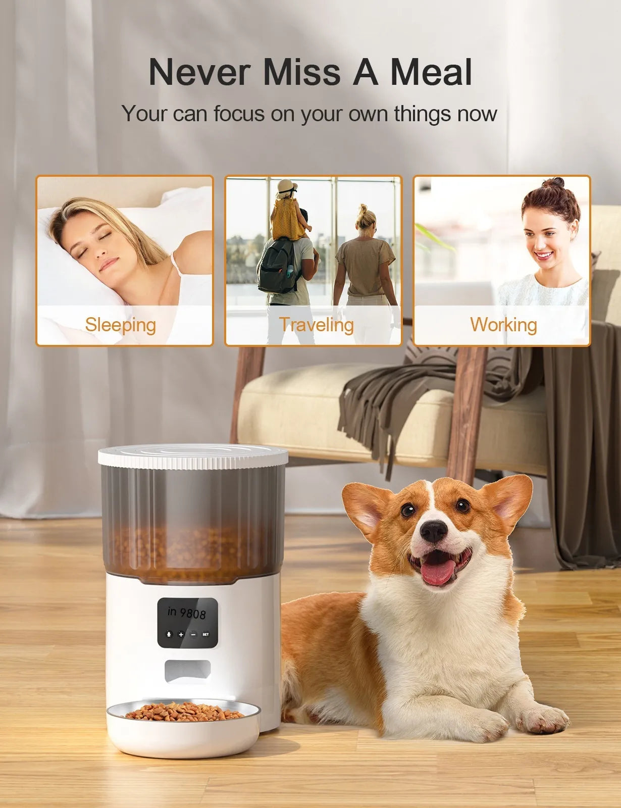 Cat and Dog Smart Automatic Pet Feeder – 4L Capacity with WiFi or Manual Control